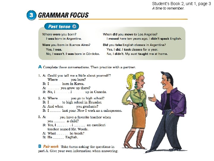 Student’s Book 2, unit 1, page 3 A time to remember. 