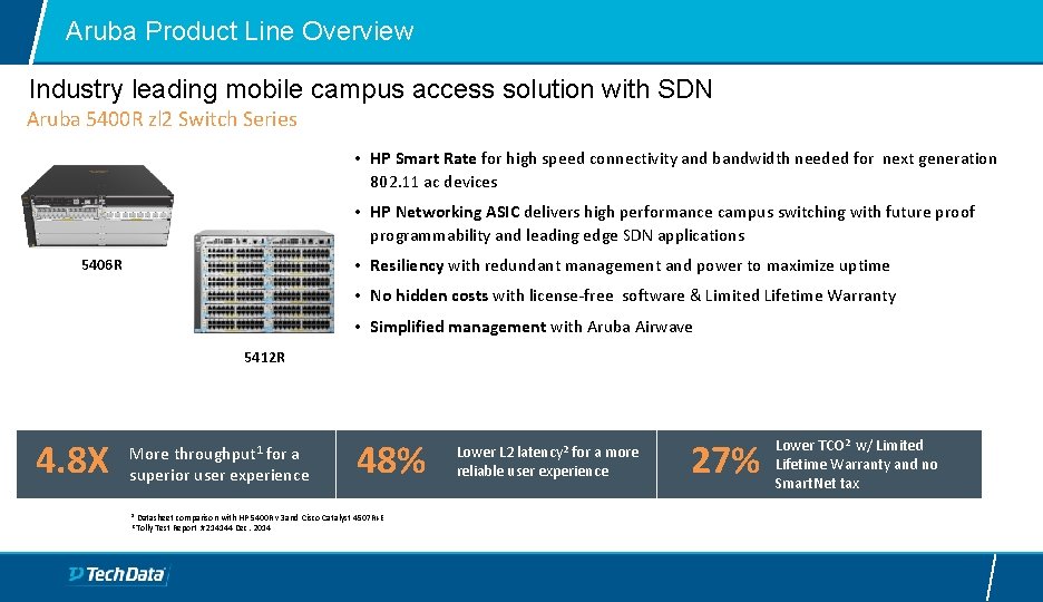 Aruba Product Line Overview Industry leading mobile campus access solution with SDN Aruba 5400