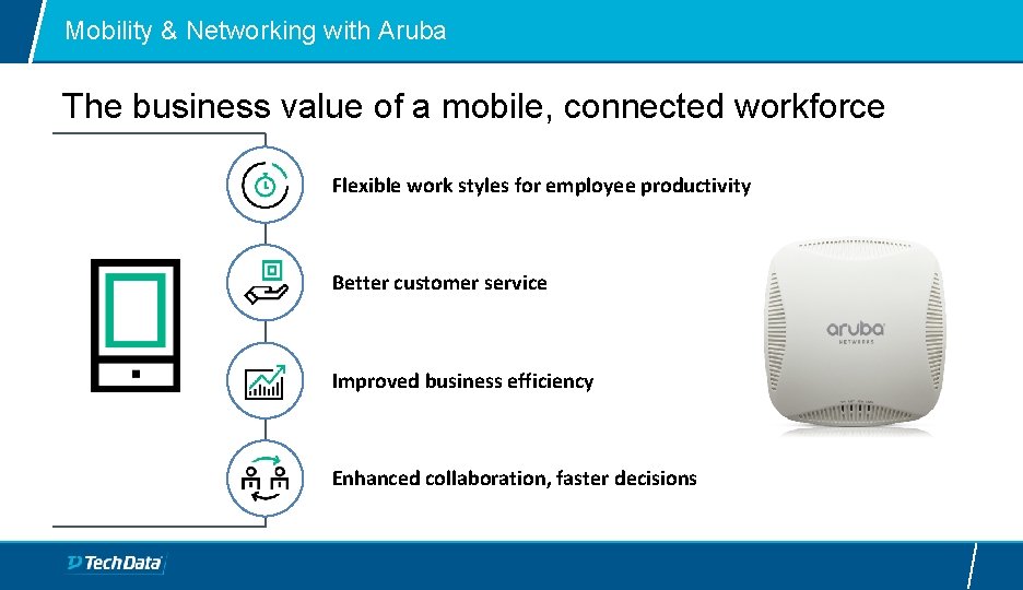 Mobility & Networking with Aruba The business value of a mobile, connected workforce Flexible