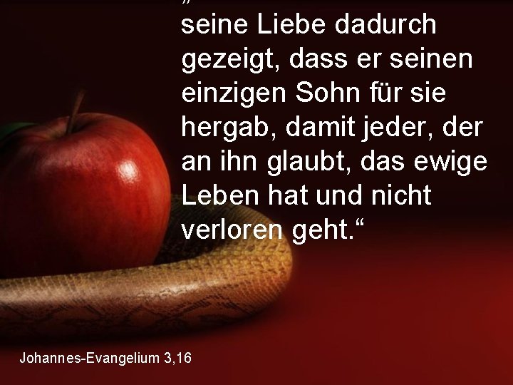 seine Liebe dadurch gezeigt, dass er seinen einzigen Sohn für sie hergab, damit jeder,