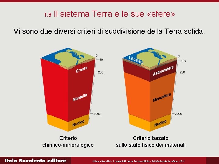 1. 8 Il sistema Terra e le sue «sfere» Vi sono due diversi criteri