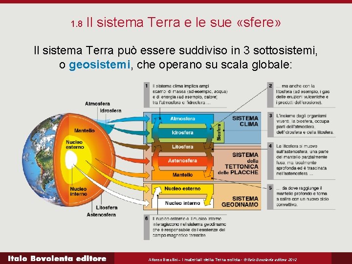 1. 8 Il sistema Terra e le sue «sfere» Il sistema Terra può essere