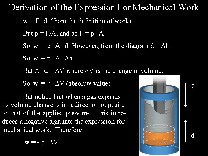 Derivation of the Expression For Mechanical Work w = F. d (from the definition