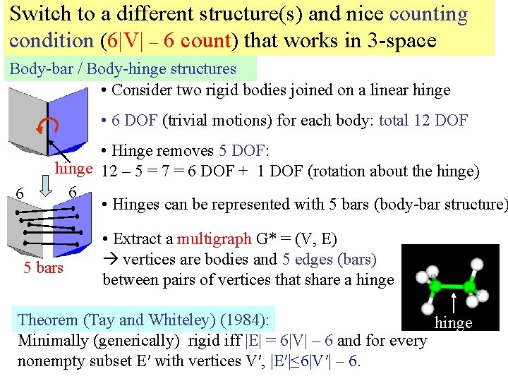 Switch to a different structure(s) and nice counting condition (6|V| – 6 count) that