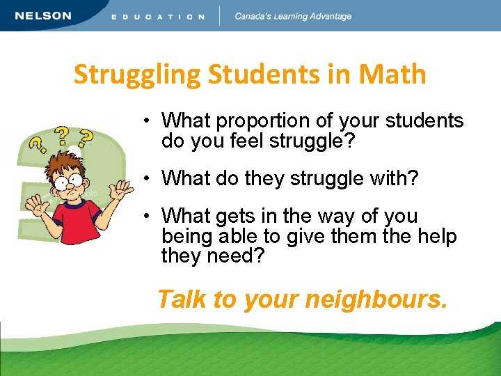 Struggling Students in Math • What proportion of your students do you feel struggle?