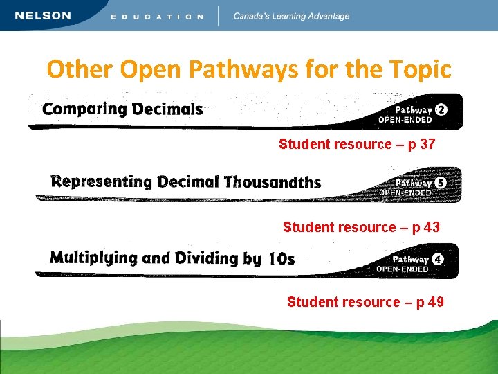 Other Open Pathways for the Topic Student resource – p 37 Student resource –