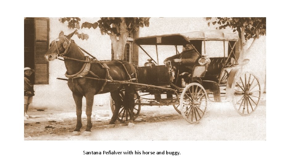 Santana Peñalver with his horse and buggy. 