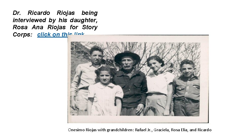 Dr. Ricardo Riojas being interviewed by his daughter, Rosa Ana Riojas for Story Corps: