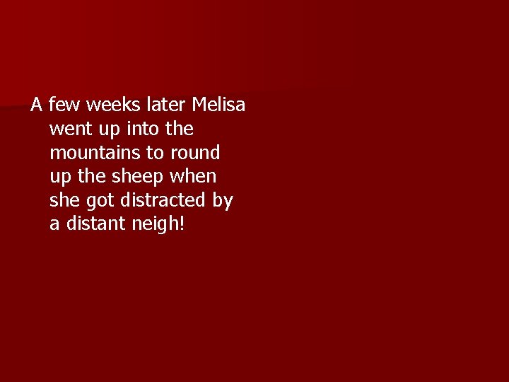 A few weeks later Melisa went up into the mountains to round up the