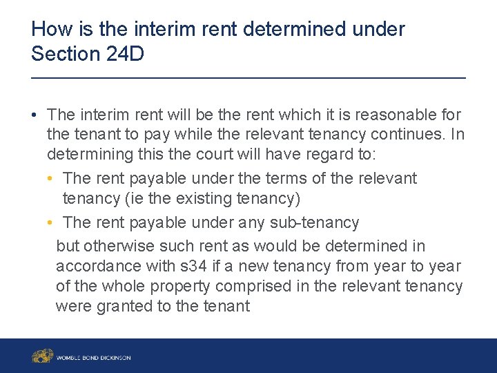 How is the interim rent determined under Section 24 D • The interim rent