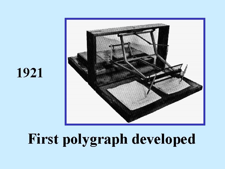 1921 First polygraph developed 