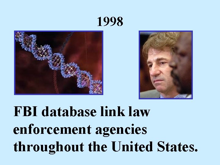 1998 FBI database link law enforcement agencies throughout the United States. 