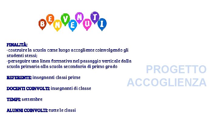 FINALITÀ: -costruire la scuola come luogo accogliente coinvolgendo gli studenti stessi; -perseguire una linea