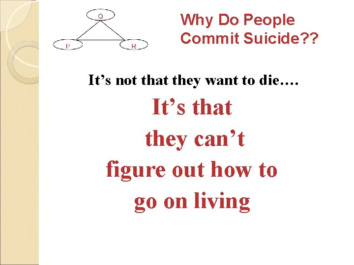 Why Do People Commit Suicide? ? It’s not that they want to die…. It’s