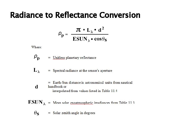 Radiance to Reflectance Conversion 