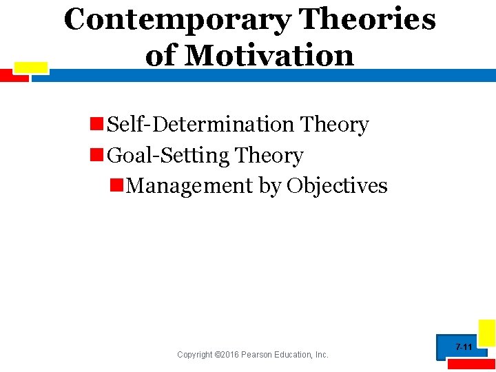 Contemporary Theories of Motivation n Self-Determination Theory n Goal-Setting Theory n. Management by Objectives