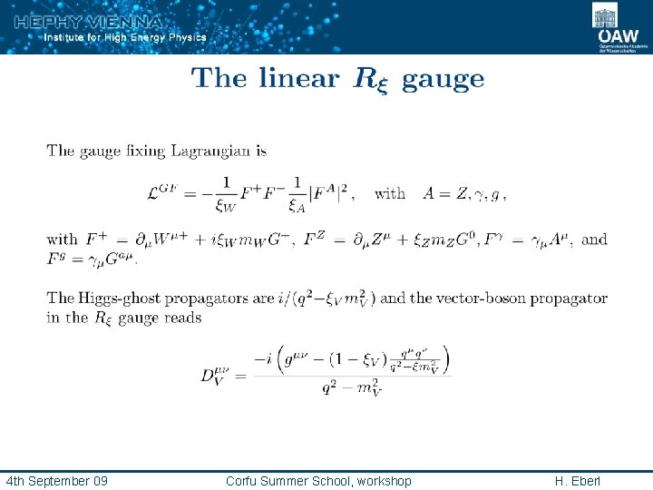 4 th September 09 Corfu Summer School, workshop H. Eberl 