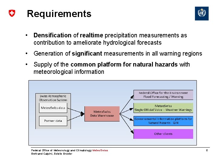 Requirements • Densification of realtime precipitation measurements as contribution to ameliorate hydrological forecasts •