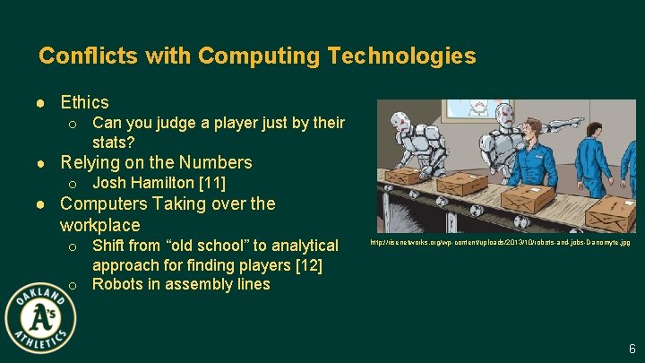 Conflicts with Computing Technologies ● Ethics o Can you judge a player just by