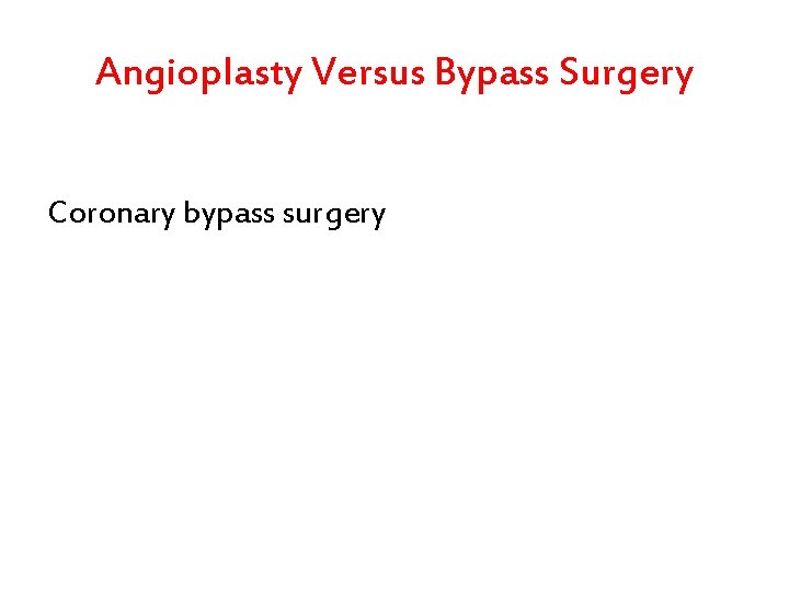 Angioplasty Versus Bypass Surgery Coronary bypass surgery 