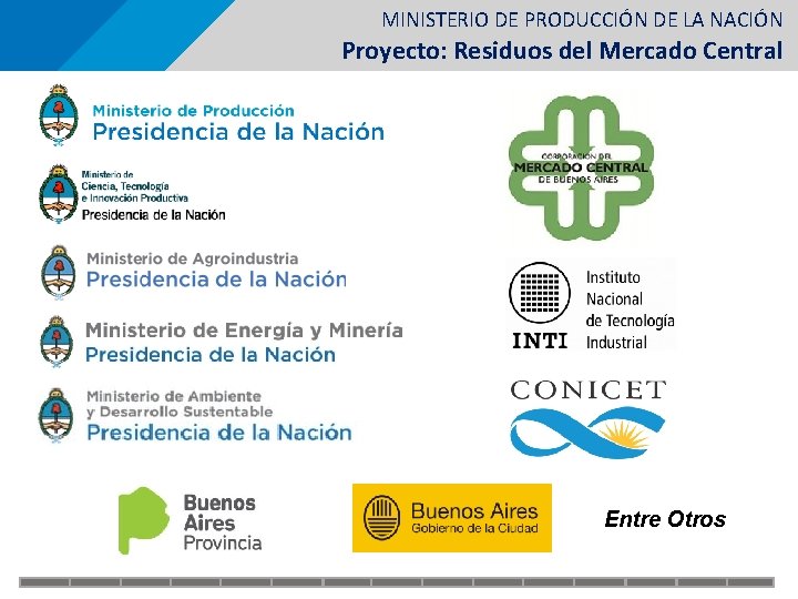 MINISTERIO DE PRODUCCIÓN DE LA NACIÓN Proyecto: Residuos del Mercado Central Entre Otros 