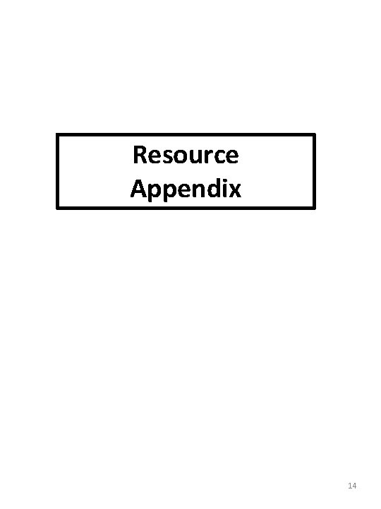 Resource Appendix 14 