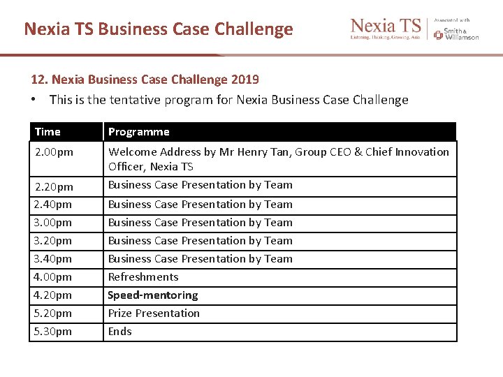 Nexia TS Business Case Challenge 12. Nexia Business Case Challenge 2019 • This is