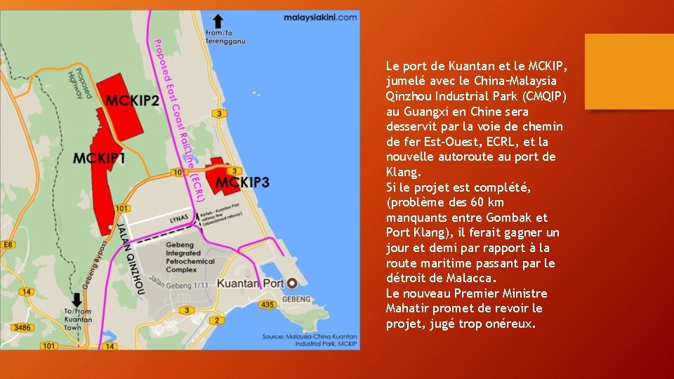 Le port de Kuantan et le MCKIP, jumelé avec le China–Malaysia Qinzhou Industrial Park