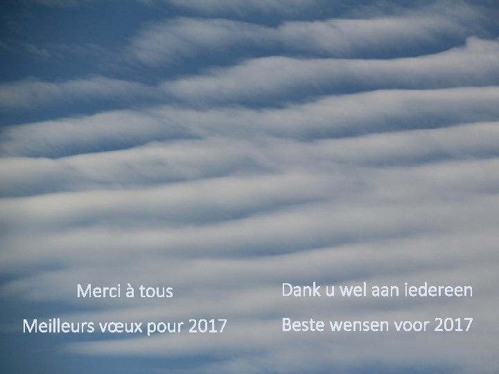 Merci à tous Dank u wel aan iedereen Meilleurs vœux pour 2017 Beste wensen