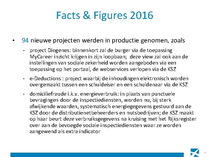 Facts & Figures 2016 • 94 nieuwe projecten werden in productie genomen, zoals -