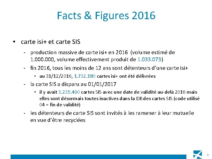 Facts & Figures 2016 • carte isi+ et carte SIS - production massive de