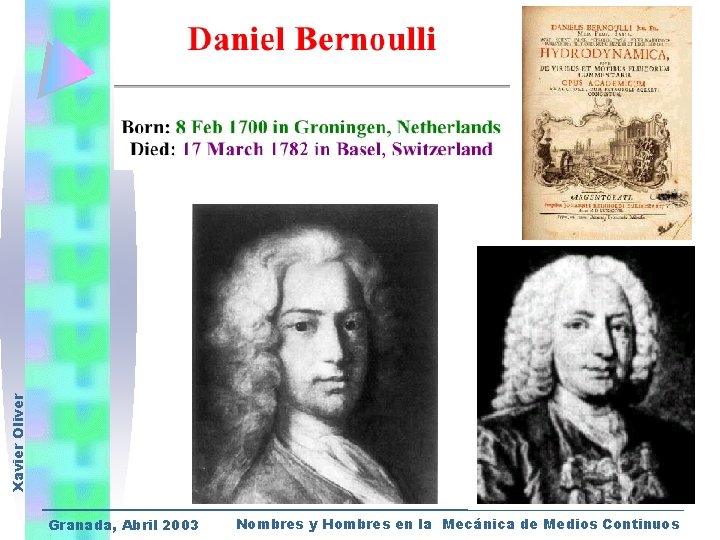Xavier Oliver Granada, Abril 2003 Nombres y Hombres en la Mecánica de Medios Continuos