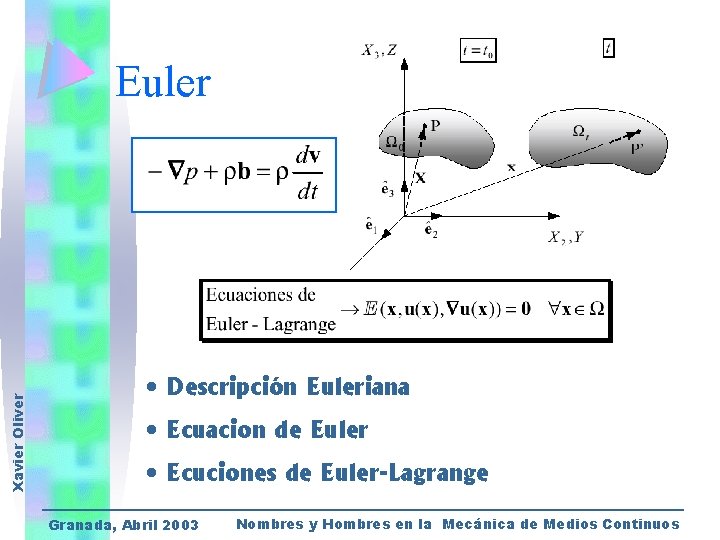 Xavier Oliver Euler • Descripción Euleriana • Ecuacion de Euler • Ecuciones de Euler-Lagrange