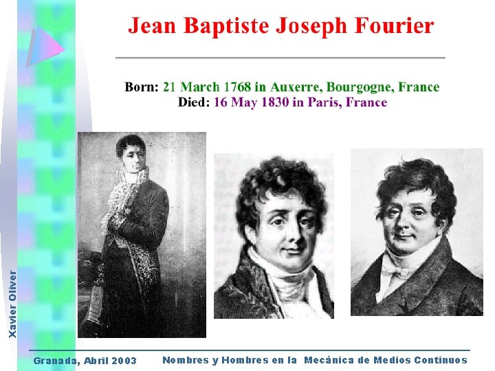 Xavier Oliver Granada, Abril 2003 Nombres y Hombres en la Mecánica de Medios Continuos