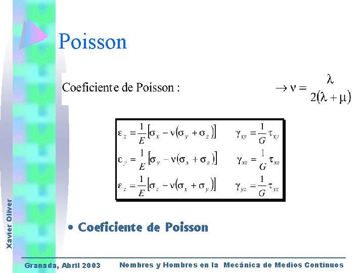 Xavier Oliver Poisson • Coeficiente de Poisson Granada, Abril 2003 Nombres y Hombres en