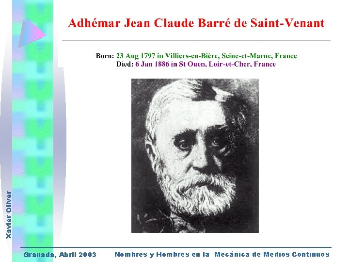 Xavier Oliver Granada, Abril 2003 Nombres y Hombres en la Mecánica de Medios Continuos