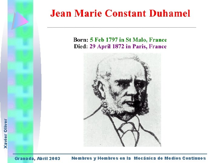Xavier Oliver Granada, Abril 2003 Nombres y Hombres en la Mecánica de Medios Continuos