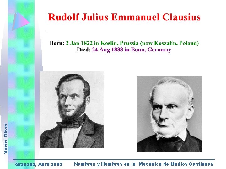Xavier Oliver Granada, Abril 2003 Nombres y Hombres en la Mecánica de Medios Continuos