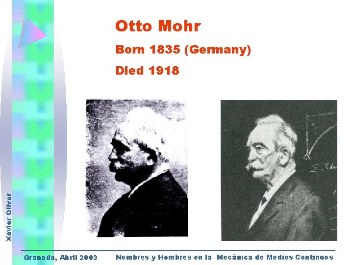 Otto Mohr Born 1835 (Germany) Xavier Oliver Died 1918 Granada, Abril 2003 Nombres y