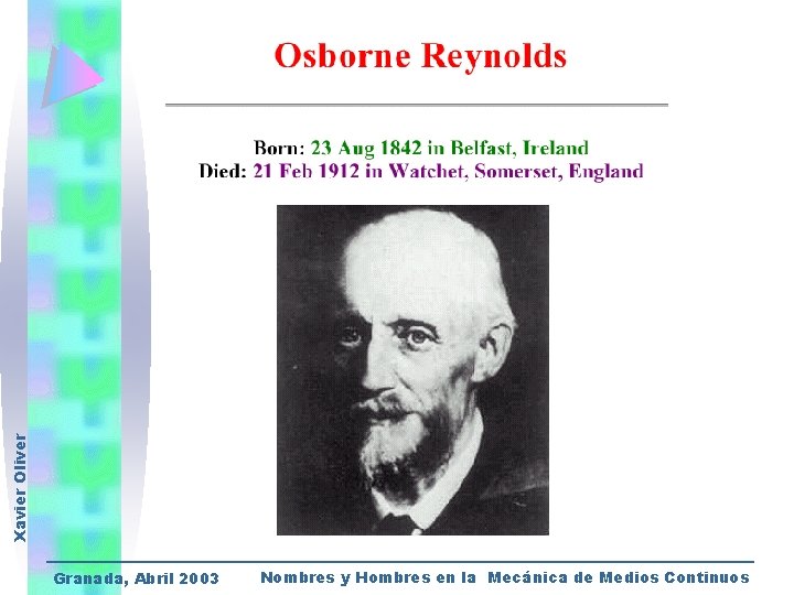 Xavier Oliver Granada, Abril 2003 Nombres y Hombres en la Mecánica de Medios Continuos