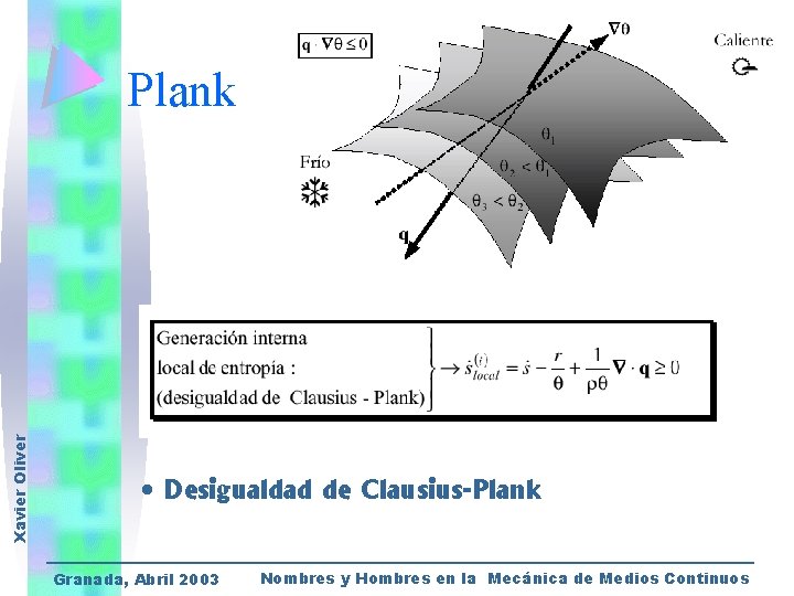 Xavier Oliver Plank • Desigualdad de Clausius-Plank Granada, Abril 2003 Nombres y Hombres en