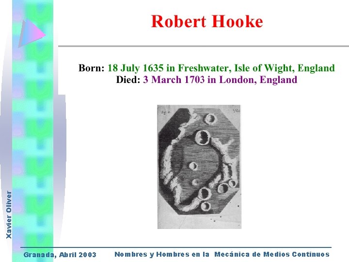 Xavier Oliver Granada, Abril 2003 Nombres y Hombres en la Mecánica de Medios Continuos