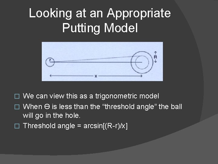Looking at an Appropriate Putting Model We can view this as a trigonometric model