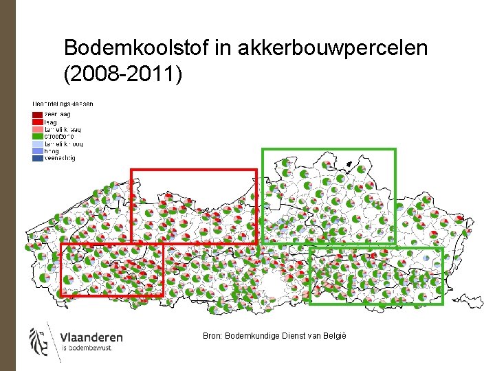 Bodemkoolstof in akkerbouwpercelen (2008 -2011) Bron: Bodemkundige Dienst van België 