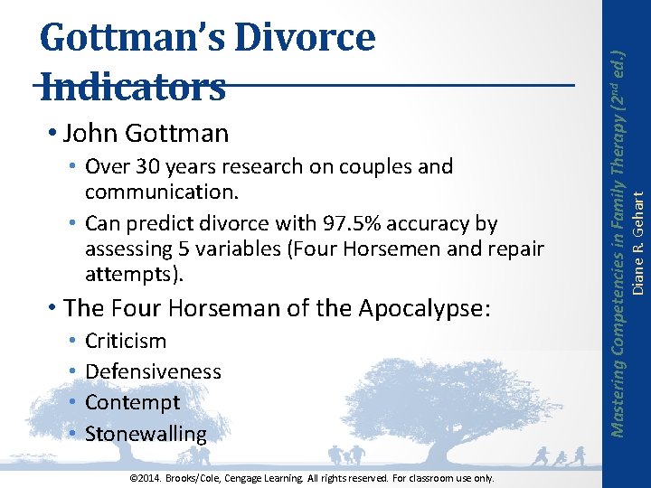  • Over 30 years research on couples and communication. • Can predict divorce