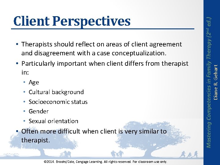  • • • Age Cultural background Socioeconomic status Gender Sexual orientation • Often