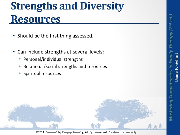  • Can include strengths at several levels: • Personal/individual strengths • Relational/social strengths