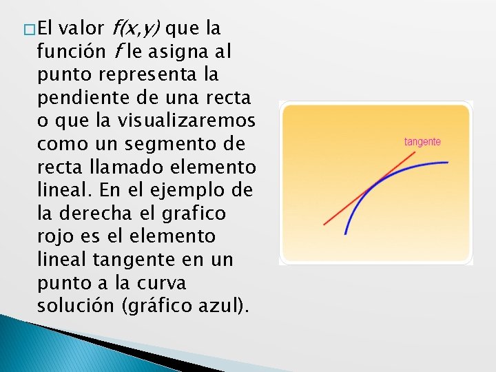 valor f(x, y) que la función f le asigna al punto representa la pendiente