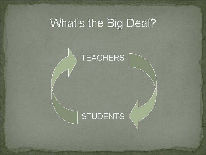 What’s the Big Deal? TEACHERS STUDENTS 