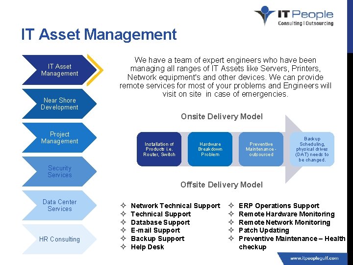IT Asset Management Near Shore Development We have a team of expert engineers who